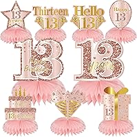 Vista 16 de Centros de mesa de panal de rosa y oro para cumpleaños de mujeres y niñas, 8 piezas, suministros de fiesta de cumpleaños, decoración de mesa