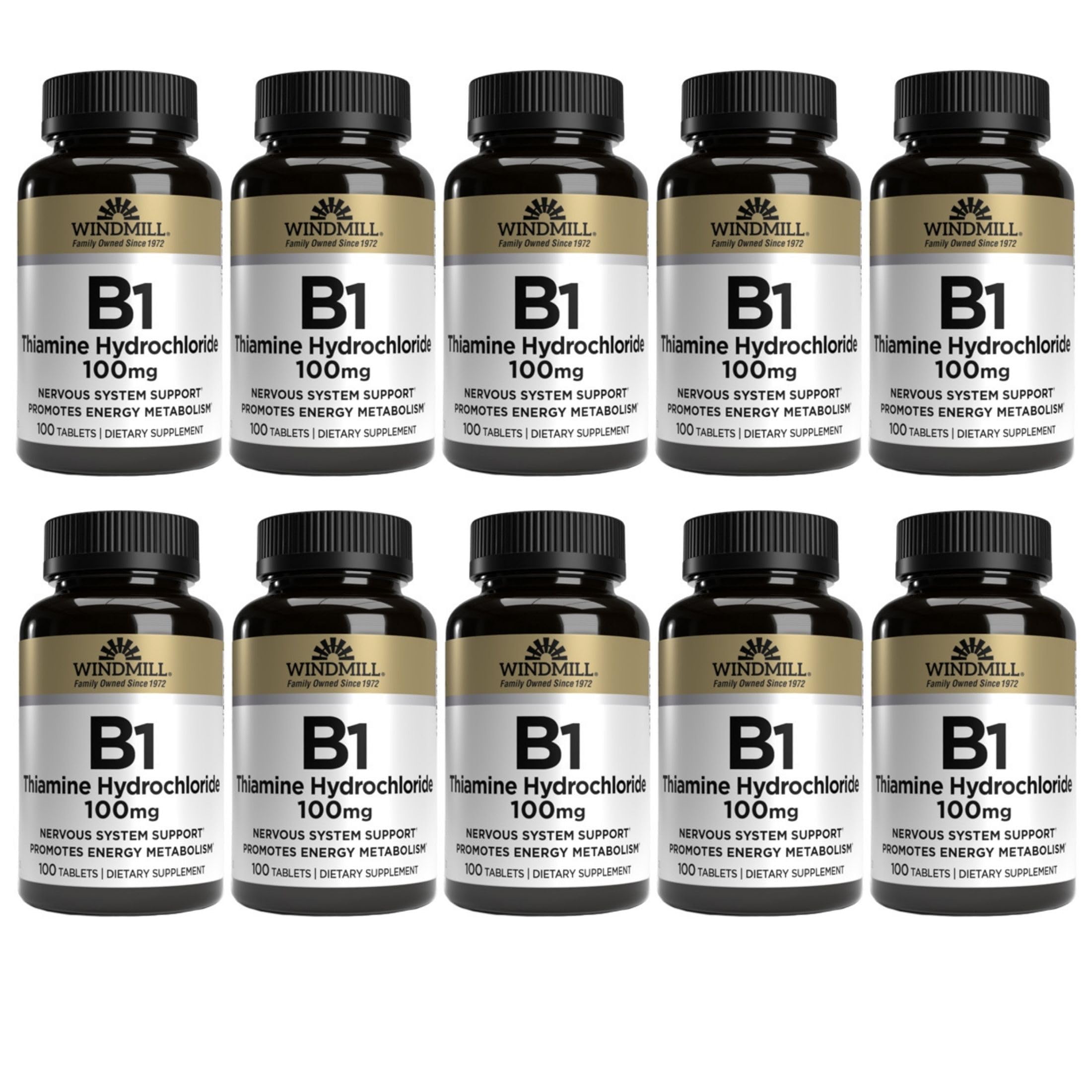 Windmill Vitamin B-1 100 mg Tablets 100 Tablets (Pack of 10)