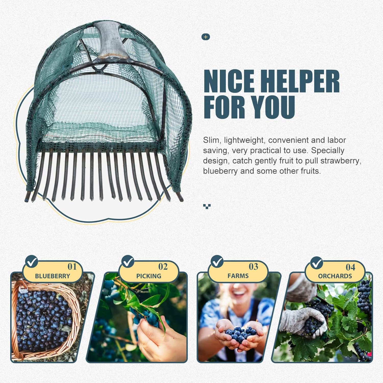 Blueberry Picker Tool Berry Picker Scoop Rake Comb Berry Picker Lightweight Fruit Picker Basket