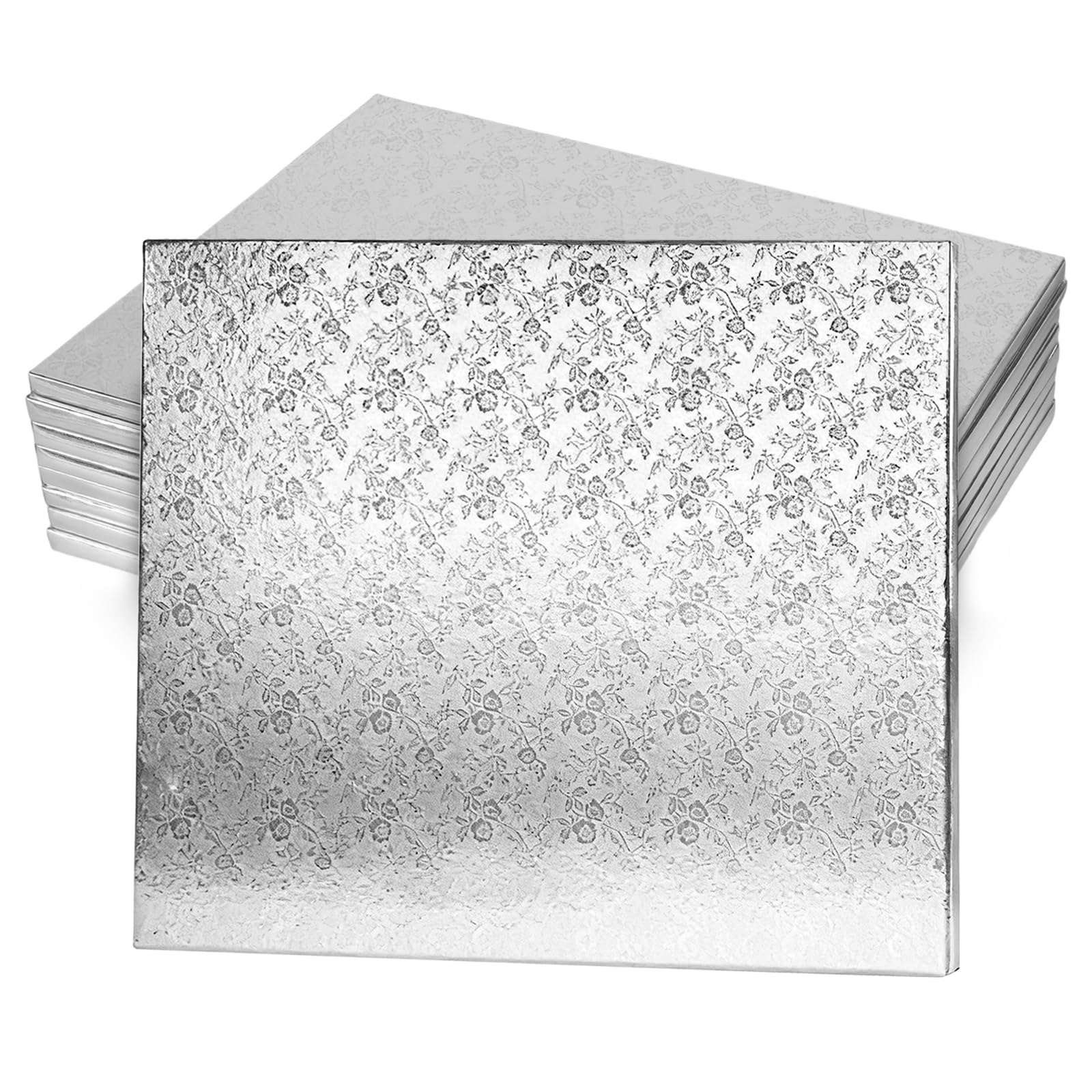 JAPCHET 8 Pcs 16 x 12 Inch Rectangle Cake Board, 40 x 30 x 1.2cm Rectangular Cake Base for Home Party Wedding, Silver