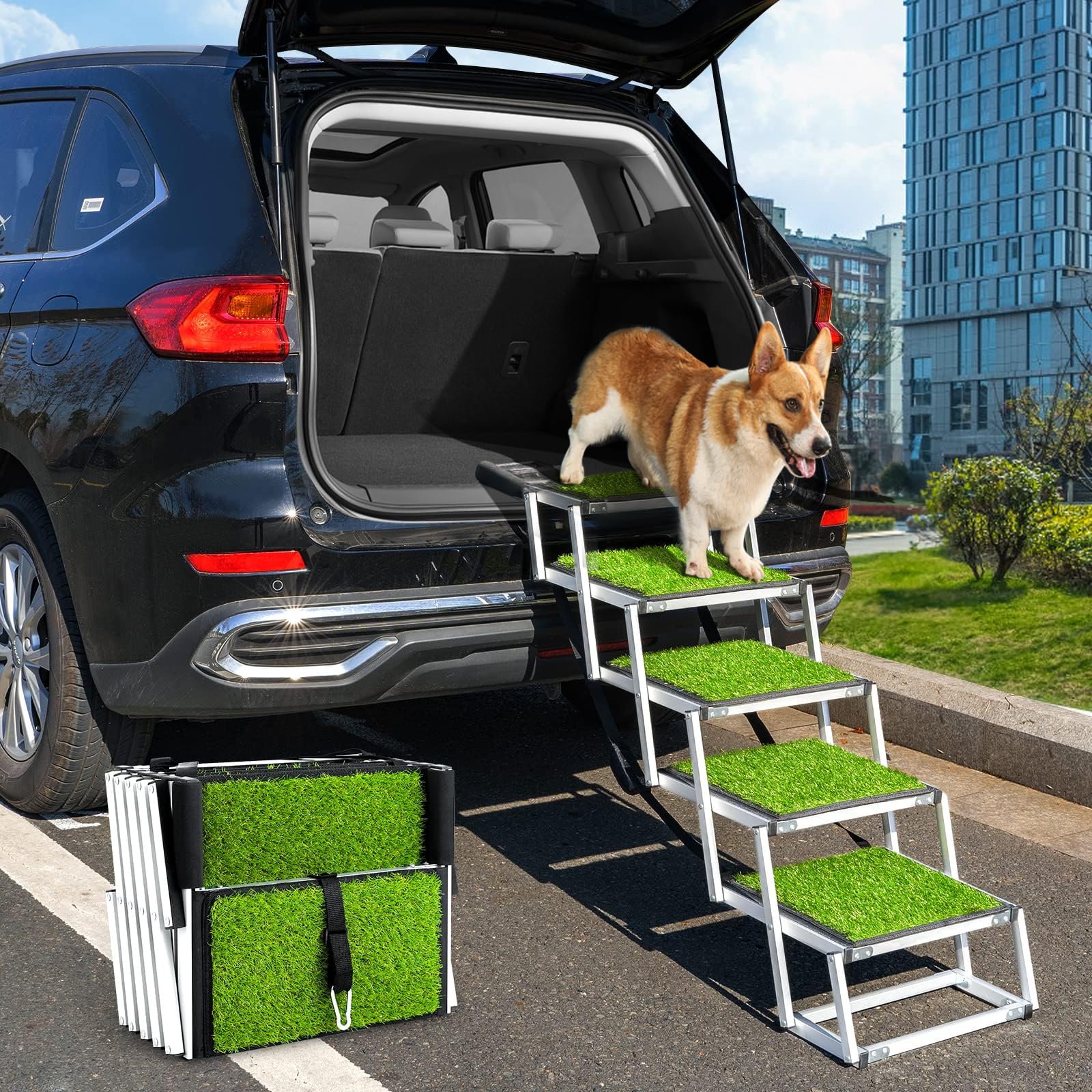Rampa Plegable para Perros Coches, Escalera de Aluminio para Perros Grandes, Antideslizante, hasta 70 kg