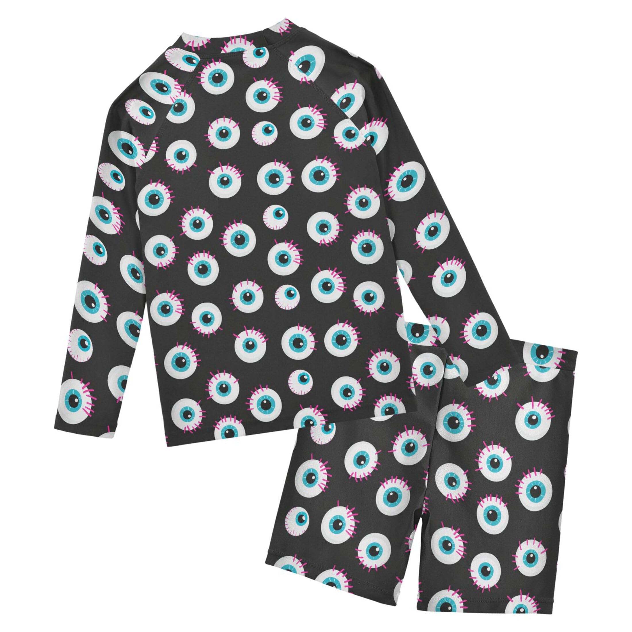 Funny Eyeballs Eyes Baby Boys' Toddler Long Sleeved Rashguard Swim Bathing Suit Set B0404998