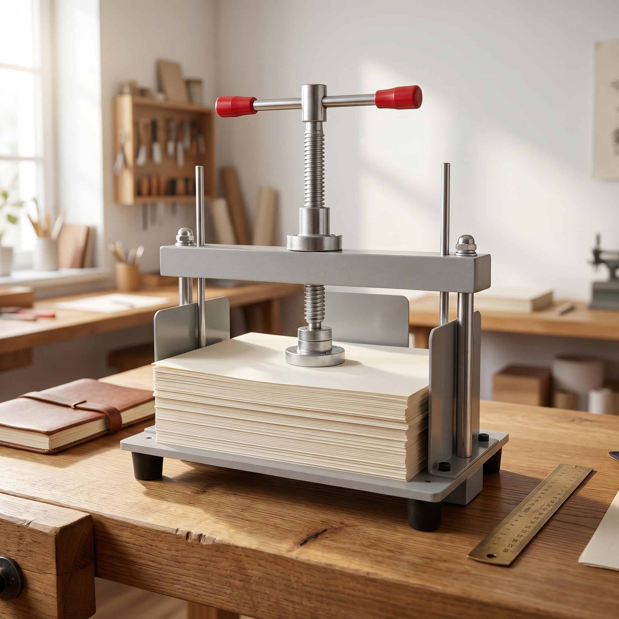 Pressa Manuale per Carta per Impieghi Gravosi, Adatta per Formati A3, A4 E A5 - Rilegatura, Appiattimento Fatture, Rilegatrice in Acciaio con Pressione di 1500 kg - Ideale A4