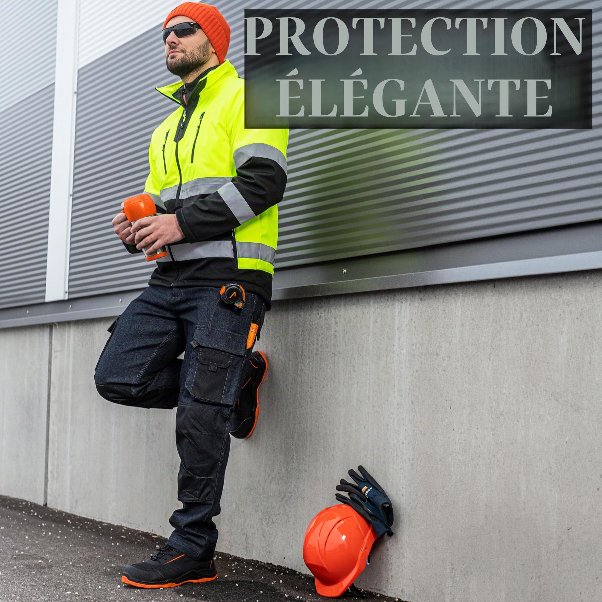 ACE Neon Veste de sécurité - Veste de sécurité softshell robuste avec réflecteurs et capuche amovible - EN ISO 20471 - Jaune - XL
