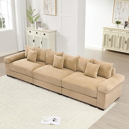 Miniatura 50 de Sofá modular de gran tamaño de 117.3 pulgadas, sofás modulares grandes de pana para sala de estar, sofás de 3 plazas, moderno juego de sofá de