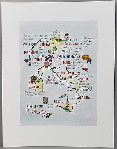 Nancy Nikko Mapa del vino italiano, Regiones vinícolas de Italia, 8 1/2 x 11 (8.504 in x 11.024 in)