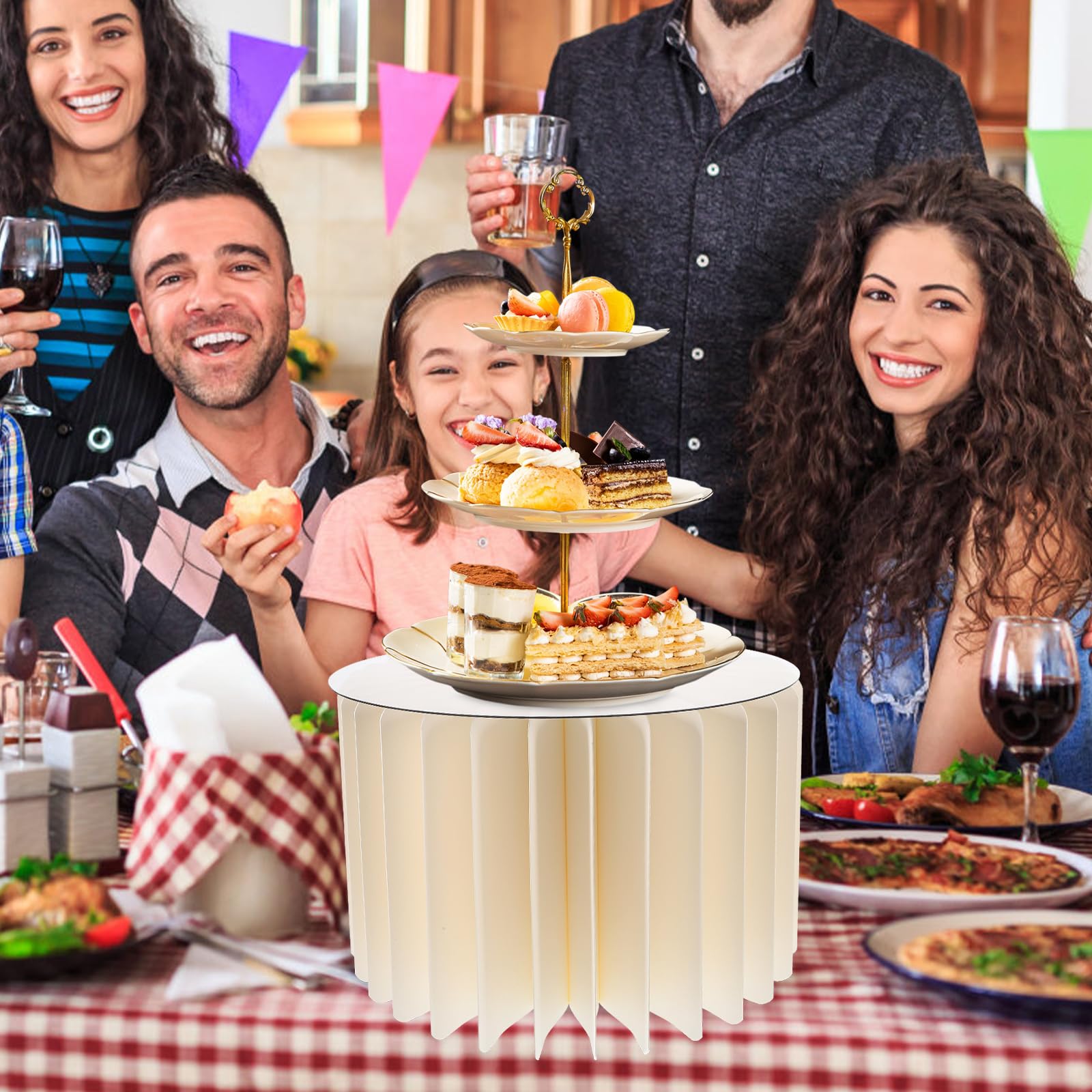 HOMSFOU Support De Piédestal Cylindrique 12X12X7.48 Pouces Socle Rond Stable Léger Avec Panneau Acrylique Pour Présentoir Gâteau Centre De Table Mariage Fête