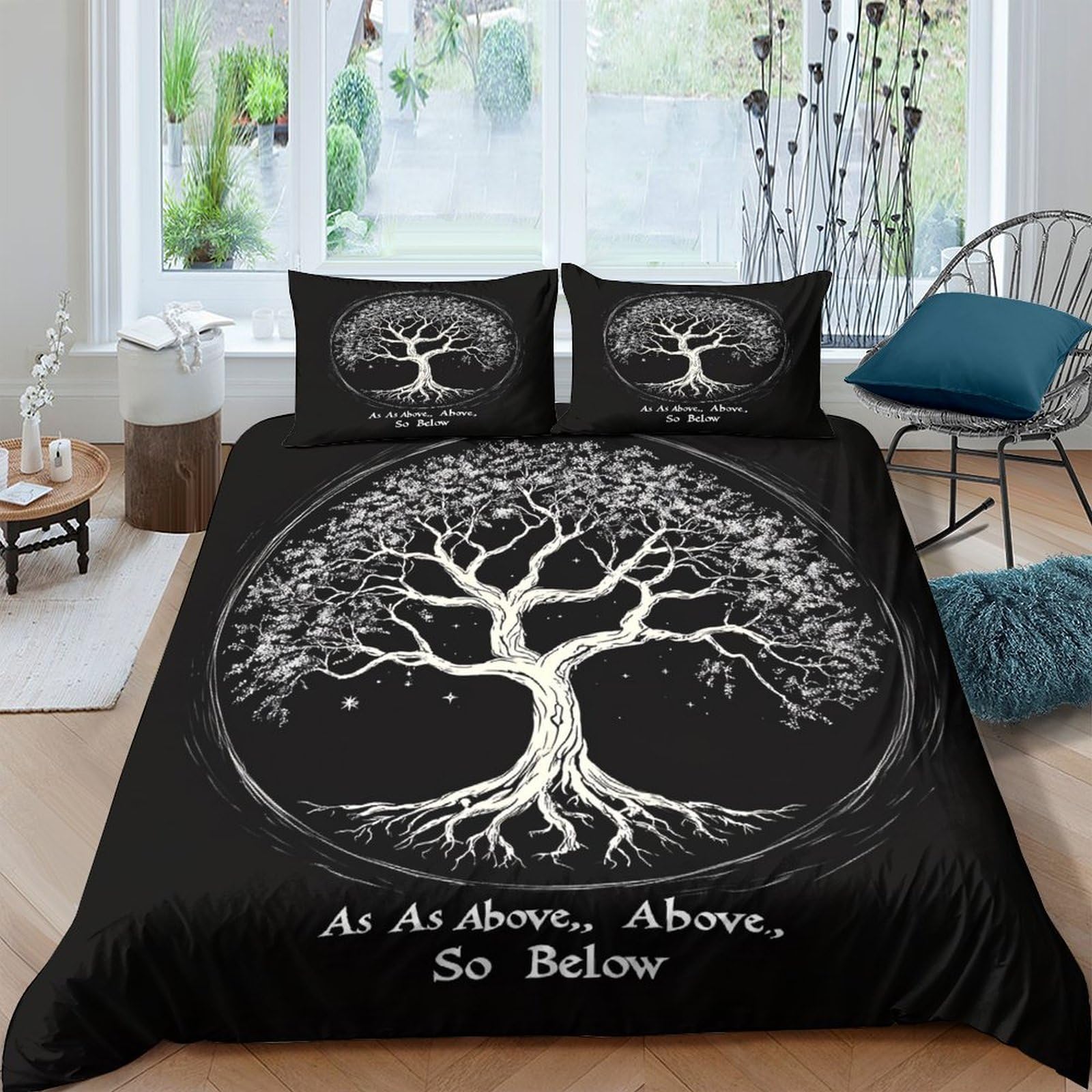 Ctjqhvkz Style-10 3D Printed Tree Of Life Fitted Sheet Microfiber Black Artistic Bed Cover For Bedroom Guest Room Mattress Decor Single（135X200cm）