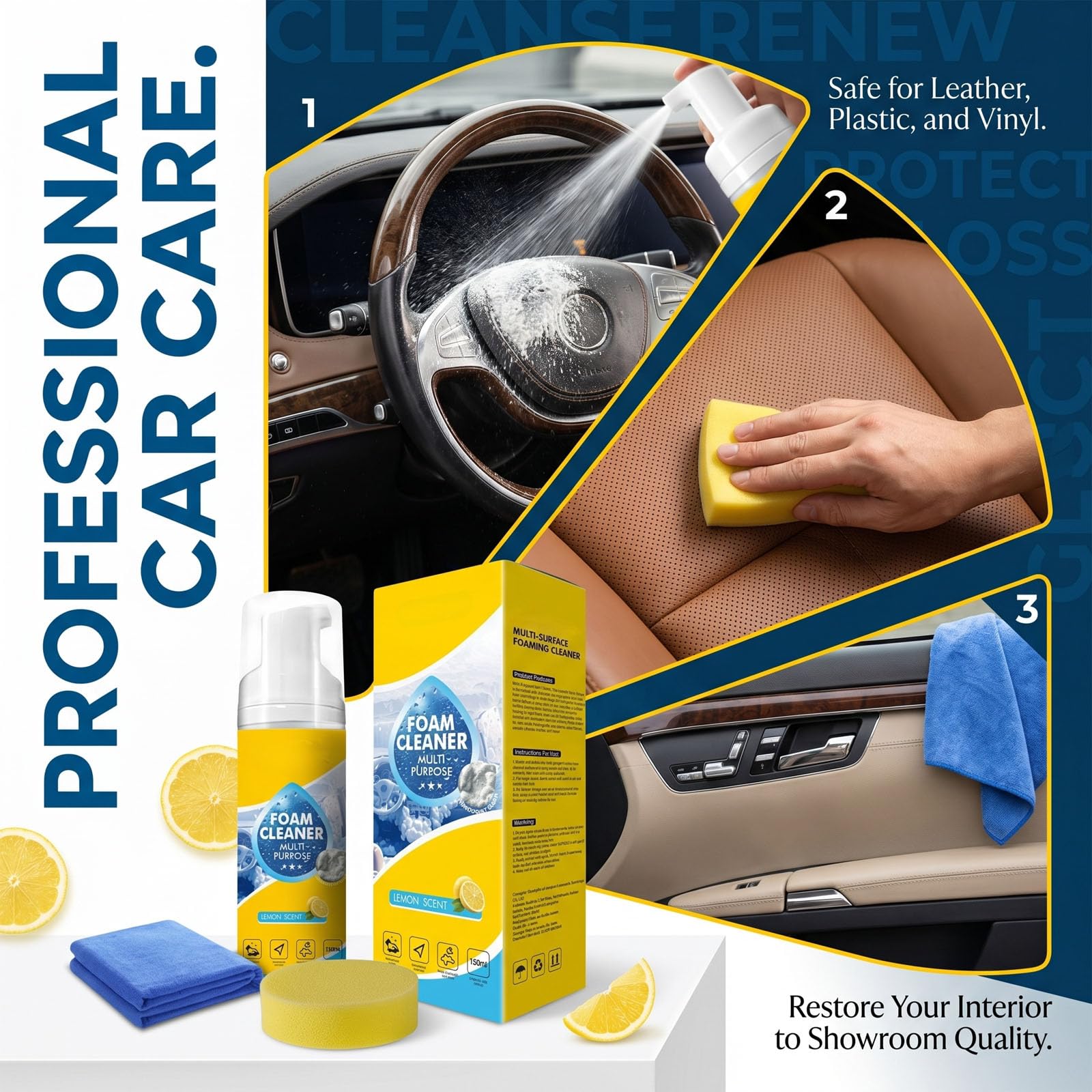 4-in-1 Multi-Enzyme Foam Cleaner 5oz, All-Purpose Deep Cleaning Spray for Kitchen Grease, Bathroom Tiles, Car Interior & Sofa Upholstery (1pcs)