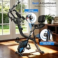 Vista 6 de pooboo - Bicicleta de ejercicio plegable, bicicleta estática vertical plegable, bicicleta magnética para interiores X-Bike con resistencia ajustable