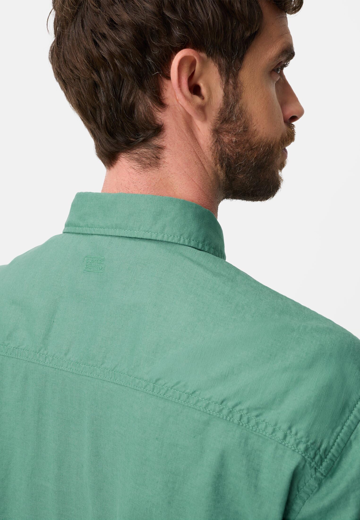 camel active Herren Kurzarmhemd aus Leinenmix