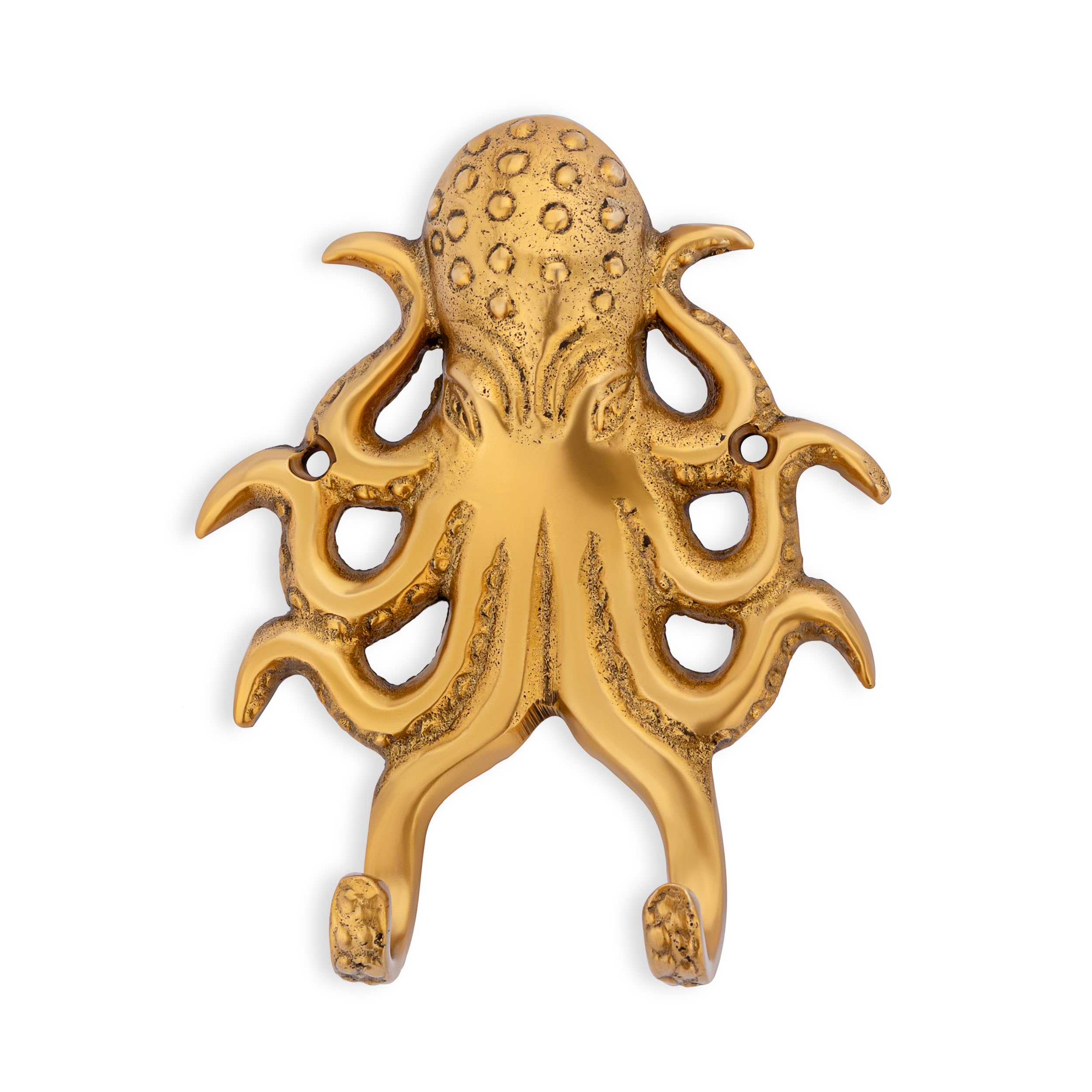 NKlaus Double Hook Octopus Antique Brass 12.5 x 9.5 cm Maritime Hook 14637