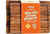 Vista 13 de SMIRLY Tabla de cortar de madera, juego de tablas de cortar de bambú, tabla de cortar y tablas de cortar de madera para cocina, tabla de cortar