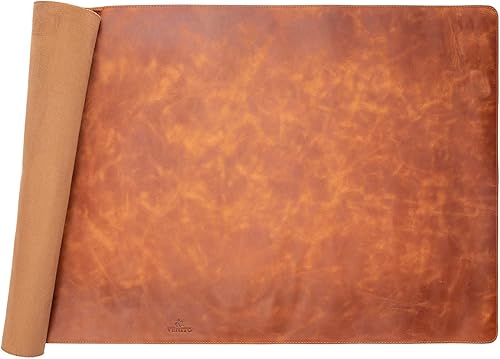Vista 4 de Venito Tapete de escritorio de cuero prémium (36 x 19 pulgadas), tapete grande para mouse para accesorios de oficina en casa (marrón antiguo)
