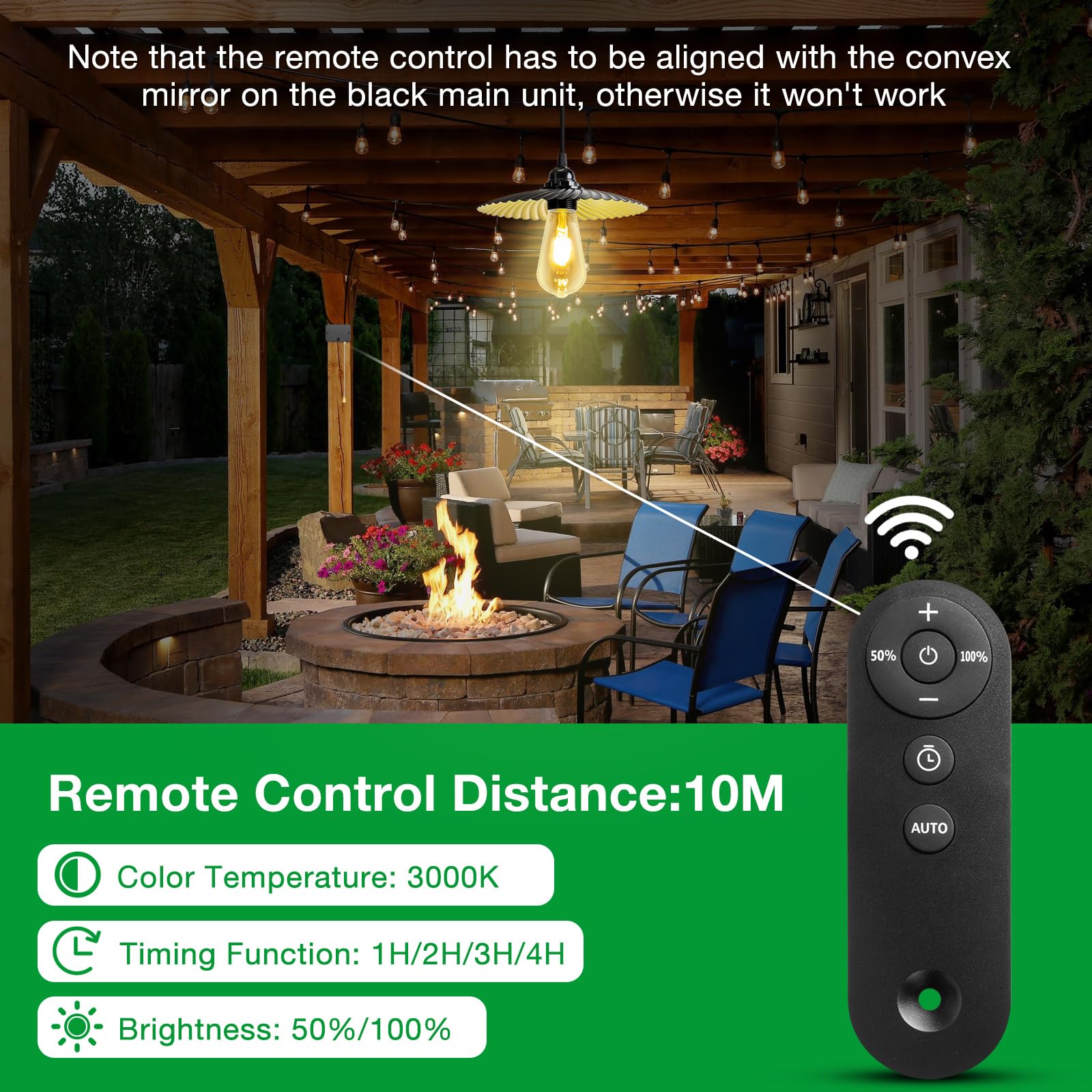 Lampe Solaire Exterieur, Intérieur Eclairage Exterieur Solaire avec Télécommande 10M, Recharge USB 5200mAh Capacité de la Batterie, IP65 étanche, pour Jardin Pergola Chemins Garage (1 Lumière)