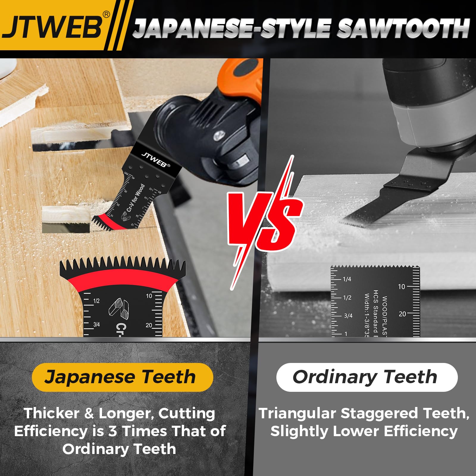 JTWEB Lame per utensili multifunzione a denti giapponesi per legno, 20 pezzi, lama oscillante a forma di arco, taglio pulito per legno, plastica, lame oscillanti affilate, affilate, kit di lame