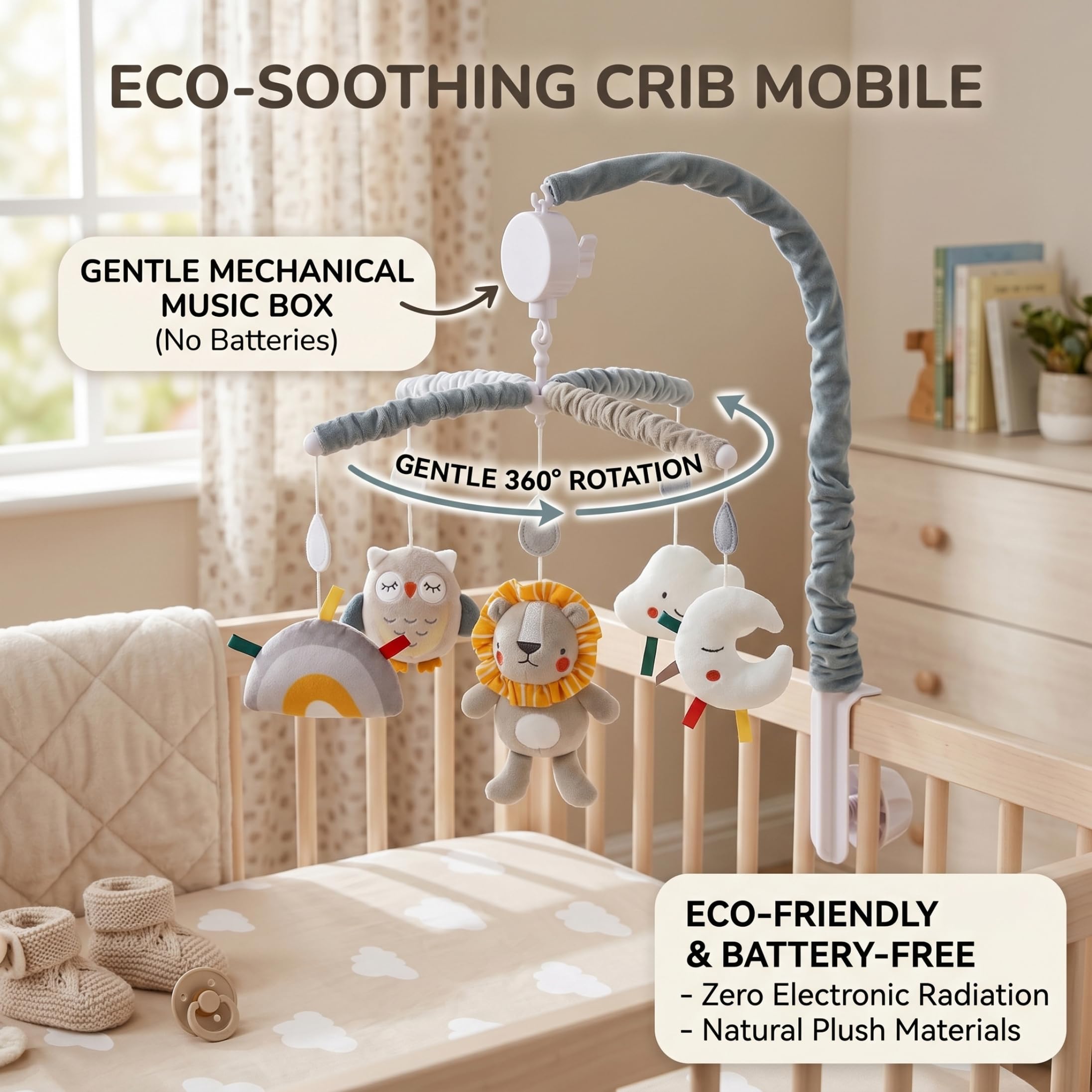 Móviles, Móvil para Cuna de Bebé, Juguete Colgante para Cuna Relajante Giratorio con Sonido Lavable y Suave Móvil para Bebé para Niñas y Niños
