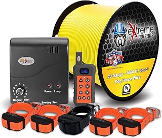 Electric Dog Fence + Remote Trainer - 5 Dog / 500' of 20 Gauge Underground Dog Fence Wire (Up to 1/3 Acre) - Dual Solution to Contain and Train Your Dog(s) with a Single Collar…