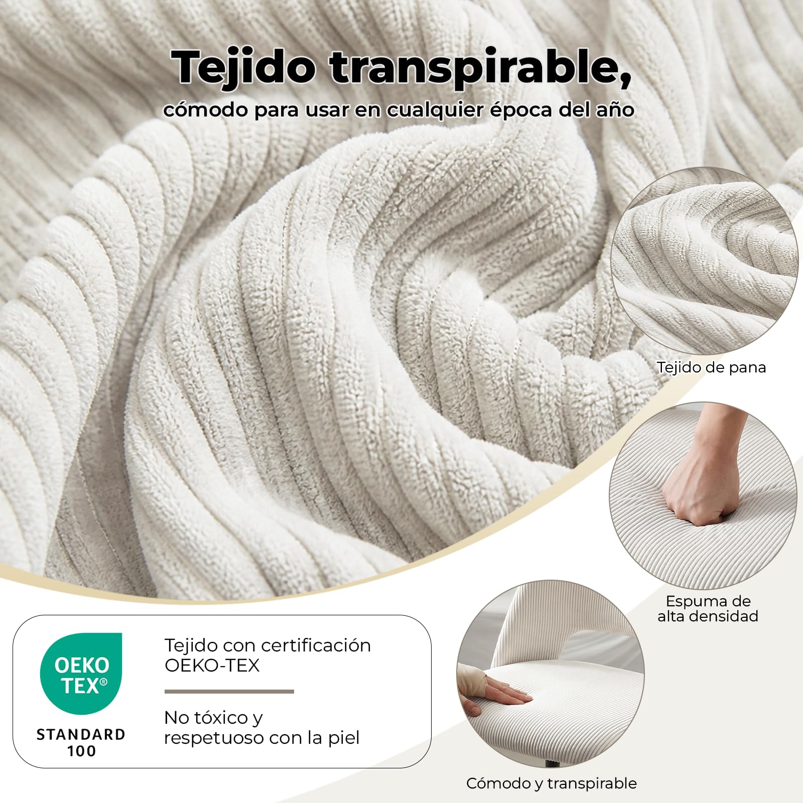 Sillas de Comedor Pack 4,Sillas de Cocina de Pana,Beige