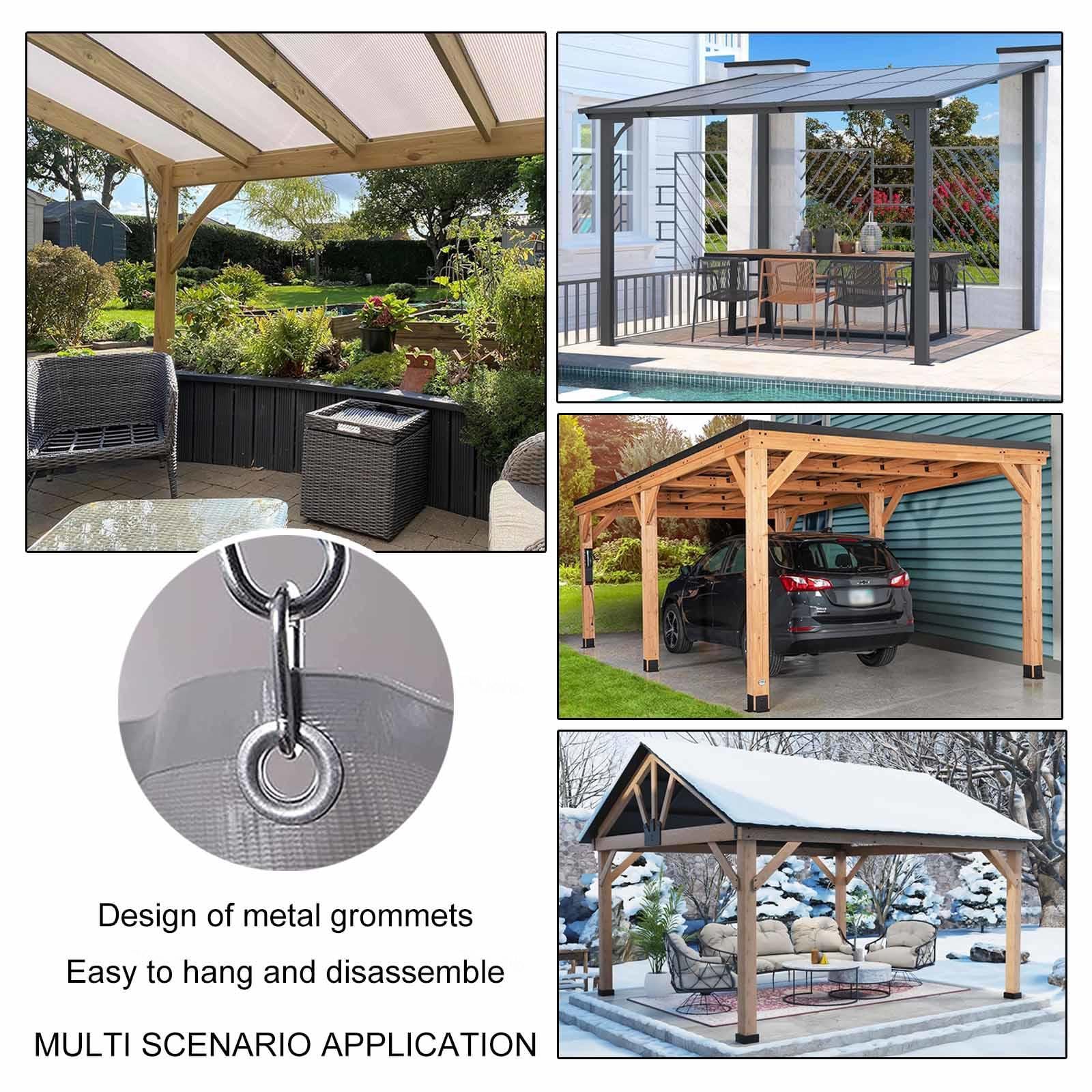 Telone trasparente impermeabile grigio con pannelli laterali in PVC, resistente, copertura impermeabile per patio, giardino, eventi e feste