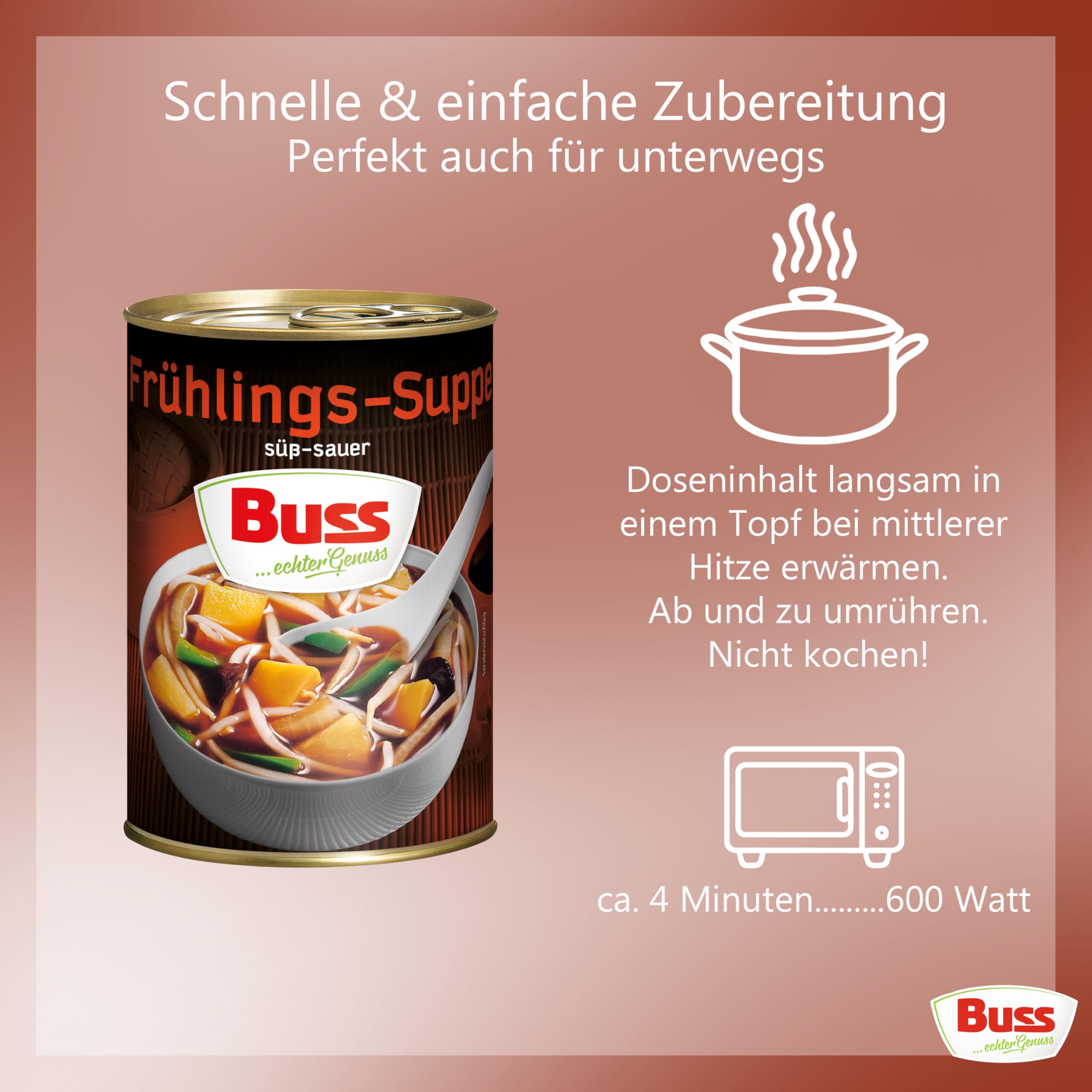 Buss Asia Suppen - Gemüsesuppe nach chinesischer Art, 12 x 400g