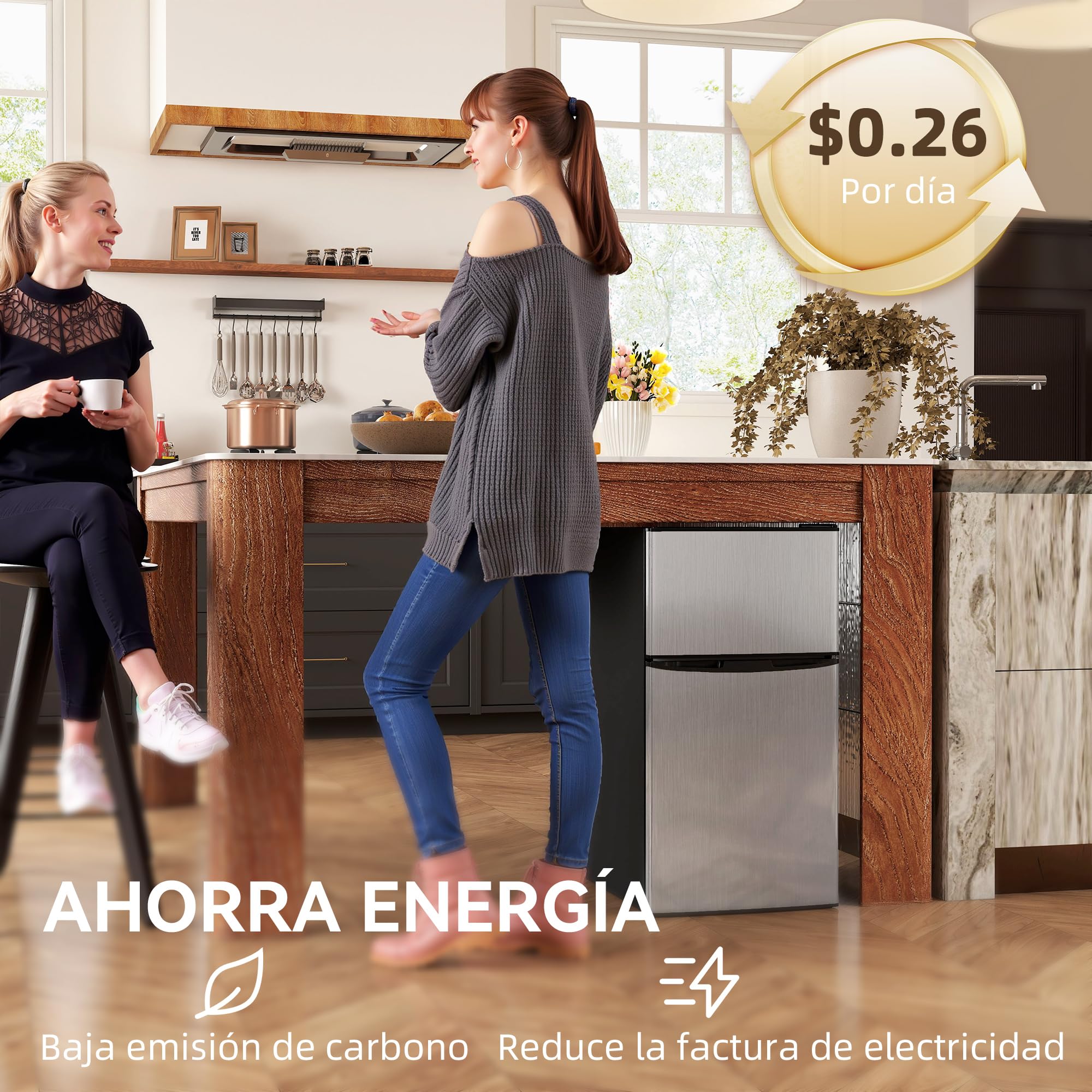HOMCOM Nevera Pequeña 88 L con Congelador, Mini Frigorífico Silenciosa, Frigorífico Pequeño Bajo Encimera con Temperatura Regulable 5 Niveles, Puerta Reversible y Estantes Ajustables, Negro