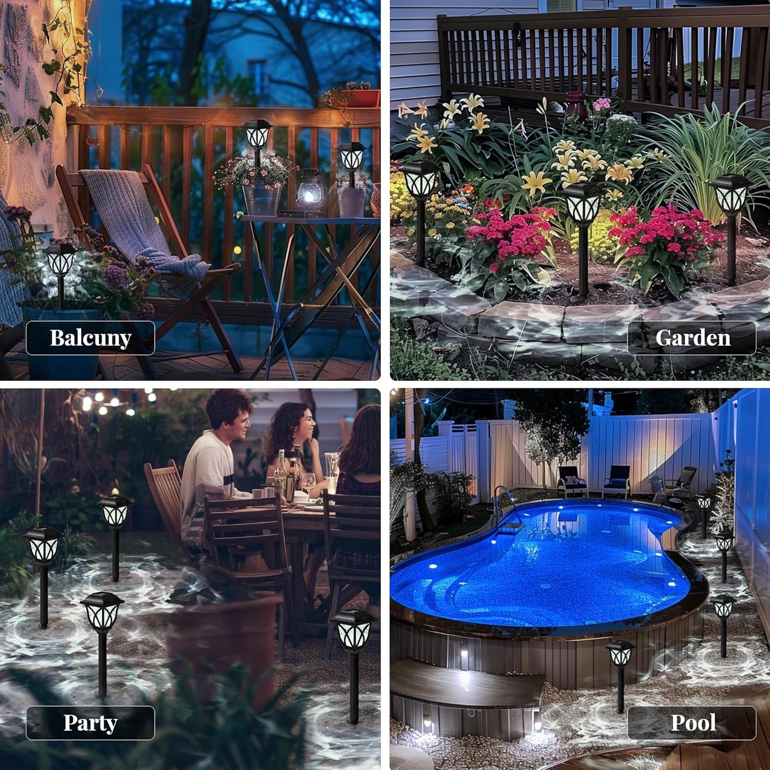Lampy solarne do ogrodu na zewnątrz, 6 sztuk, wodoodporne, zasilane energią słoneczną światła ścieżkowe na podwórko, patio, krajobraz, chodnik, ścieżkę (zimna biel)