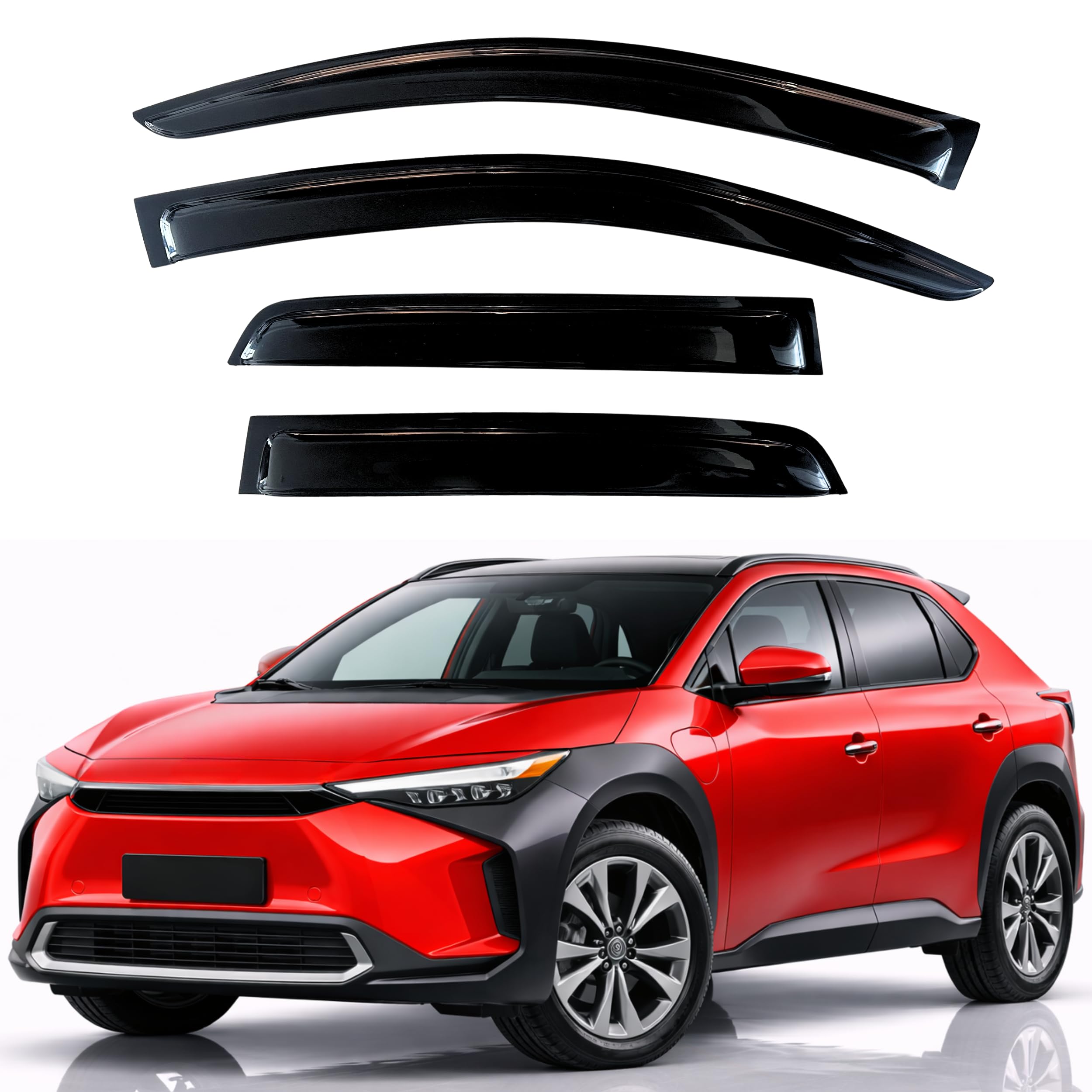 KPY Rain Guards Fit for 2023-2026 Toyota bZ4X, Out-Channel Window Visors Vent Wind Deflectors 4PC, Car Accessories for 2023-2026 Subaru Solterra