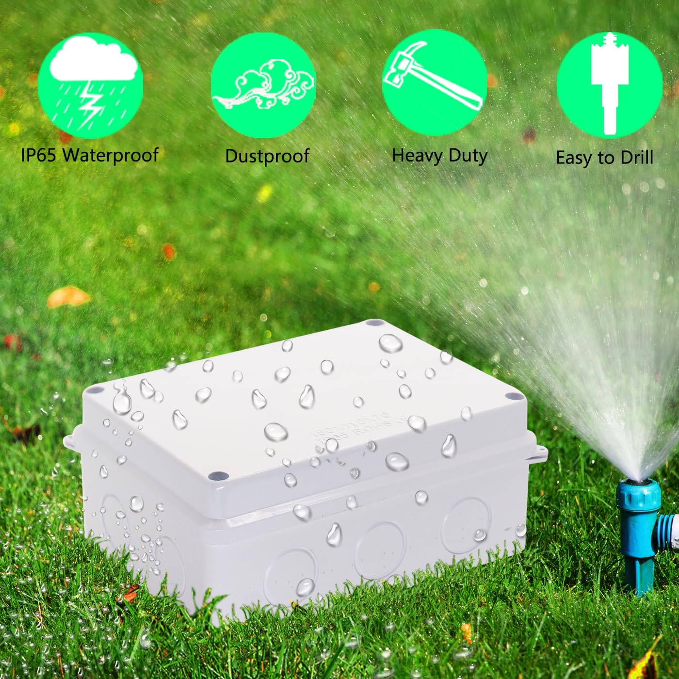 Scatola di giunzione, 2 scatole elettriche con fori riservati, impermeabili, IP65, in plastica ABS, colore bianco, 150 x 150 x 70 mm