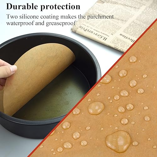Miniatura 3 de Rondas de papel pergamino de 8 pulgadas, 100 unidades redondas de pergamino para hornear sin blanquear y antiadherentes, papel pergamino redondo