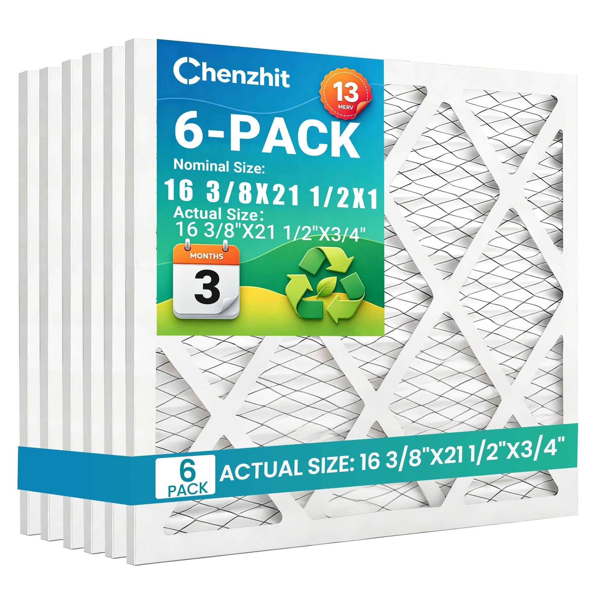 (6 Pack) 17x22x1 Air Filter, MPR 1900 & FPR 10, MERV 13 Pleated Air Filter (Actual Size:16 3/4x21 3/4x3/4 inch) — Amazon image 29