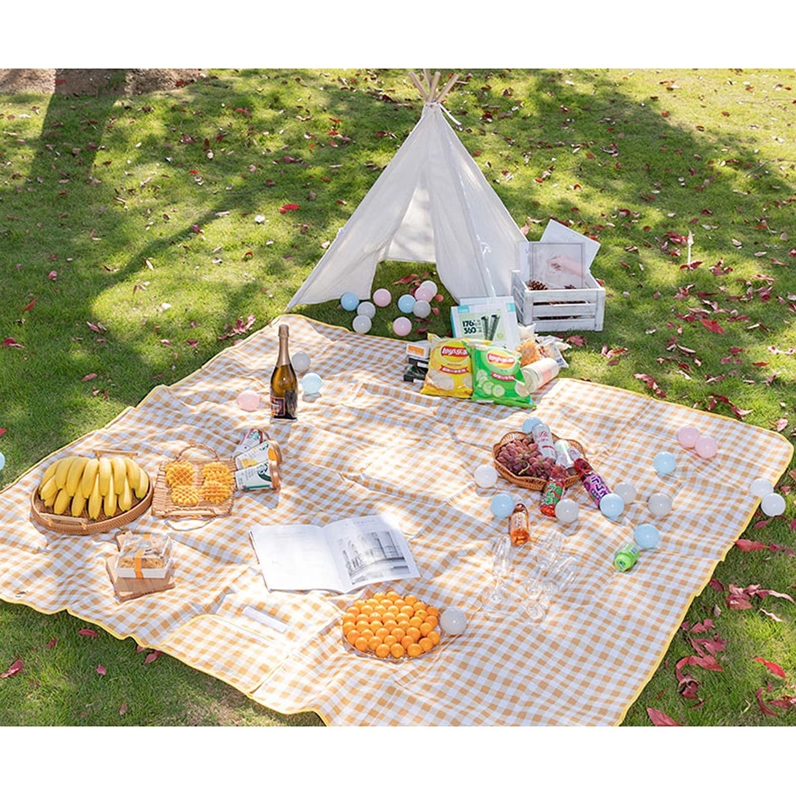 Couverture Pique Niques Imperméable, 200 x 200 cm Portable Tapis Pique Niques, Nappe Picnic Natte de Plage pour Jardin Camping Extérieur (Color : Color Flowers)