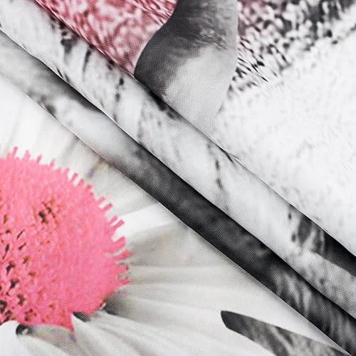 Miniatura 6 de EOBTAIN Cortina de ducha de invierno con copos de nieve para baño, divertido patrón de copos de nieve rosa y gris, cortina de ducha de tela blanca