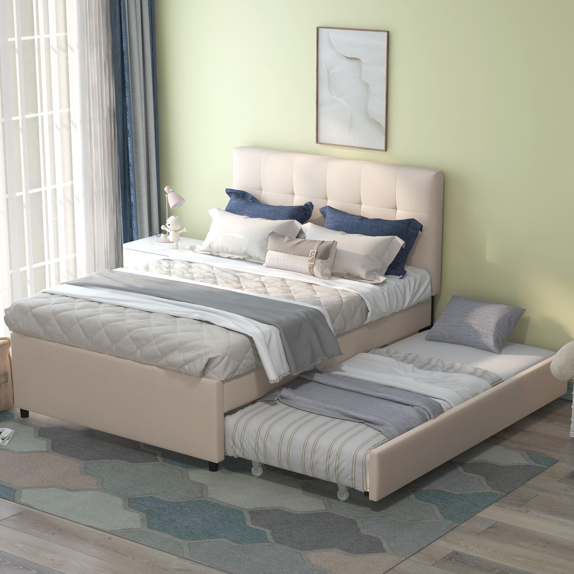 HomSof Queen Size Upholstered Platform Bed with USB and — free download