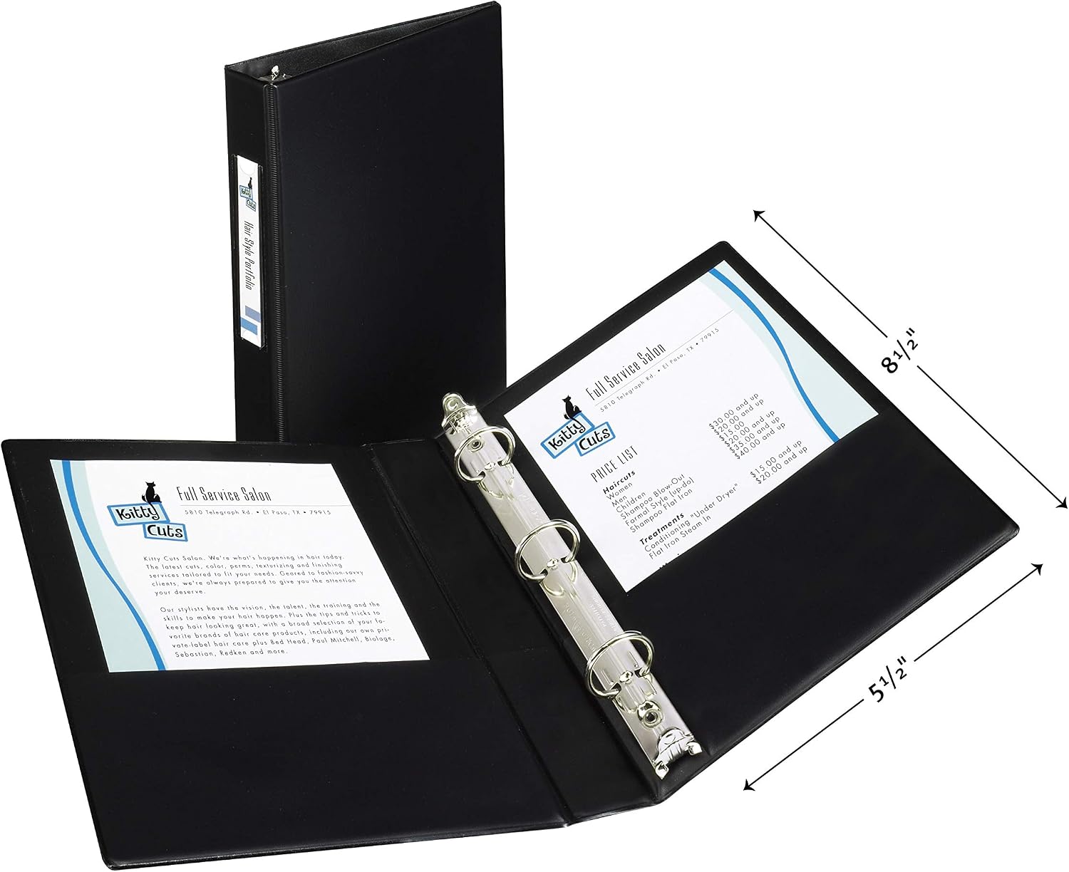 Avery Mini Durable 3 Ring Binder, 1" Round Rings, Holds 5-1/2" x 8-1/2" Paper, Spine ID Label Holder, 1 Black Binder (27257)