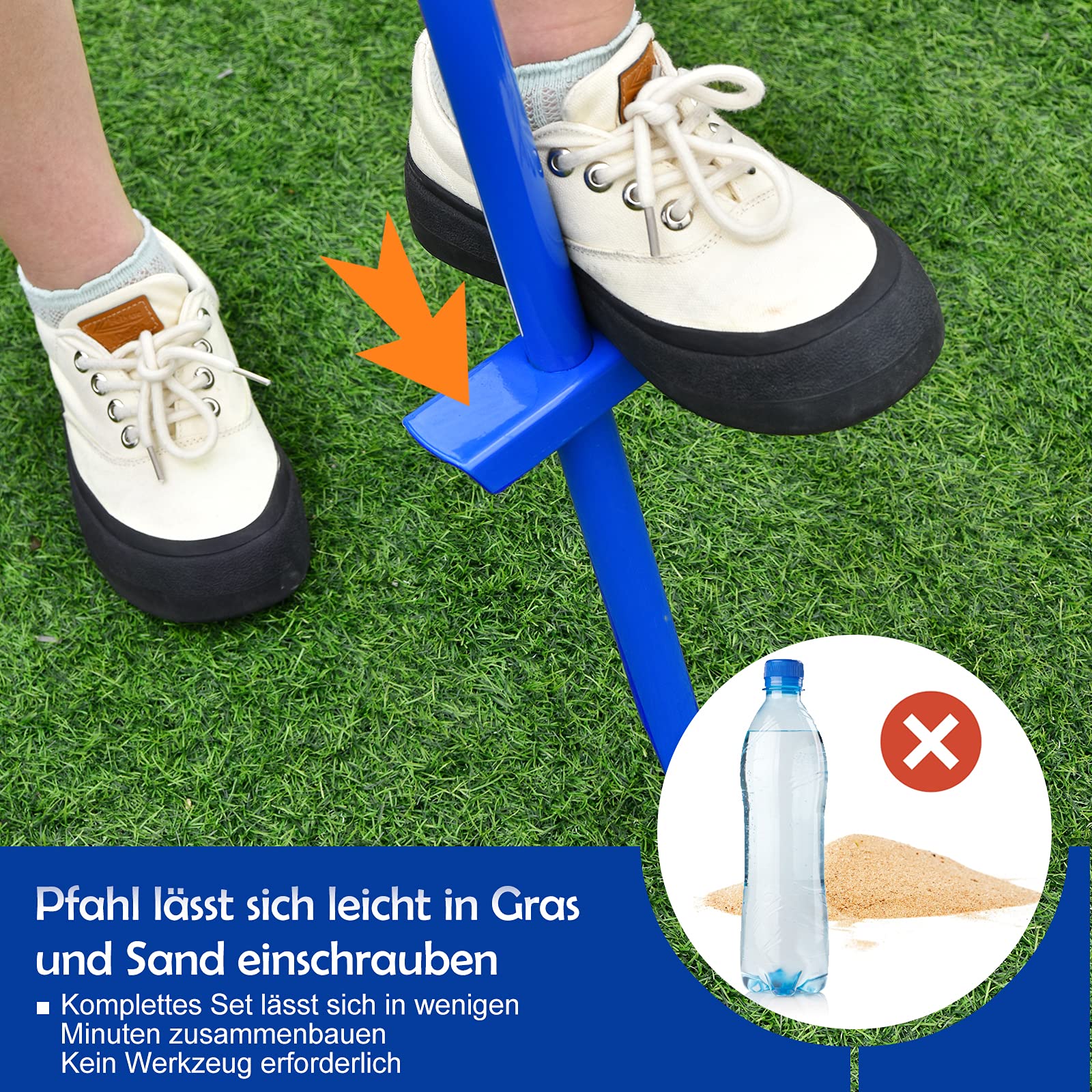 COSTWAY 3-stufig höhenverstellbares Tetherball Set, Twistball Set inkl. Ball｜2 Schlägern｜120cm Schnur, Tennisball an Schnur, Tennis Spiel für Solo und Team