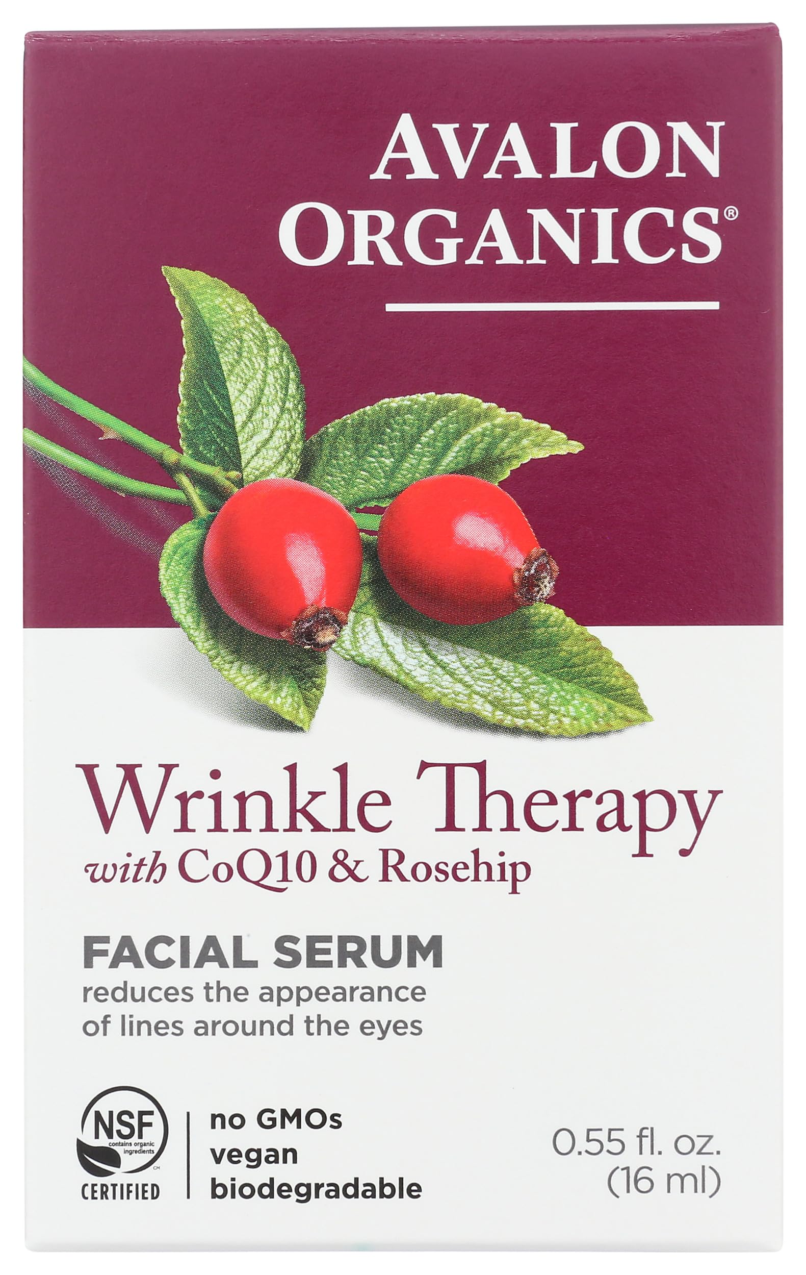 Facial Serum, Wrinkle Therapy with CoQ10 & Rosehip, 0.55 Oz