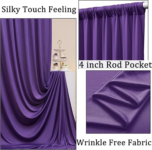 Miniatura 2 de Cortinas de fondo moradas moradas sin arrugas para fiestas, cortinas de fondo de fotos de poliéster para bodas, cumpleaños, fotografía, fondo, baby