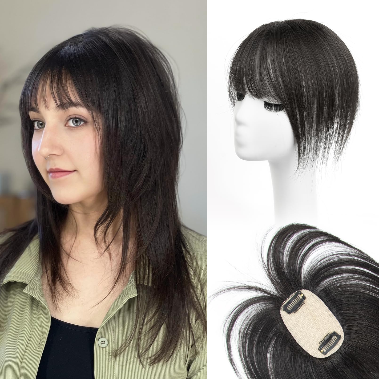 Amazon.com : FEIPRO Short Hair Toppers for Women, Real Human  display picture 1