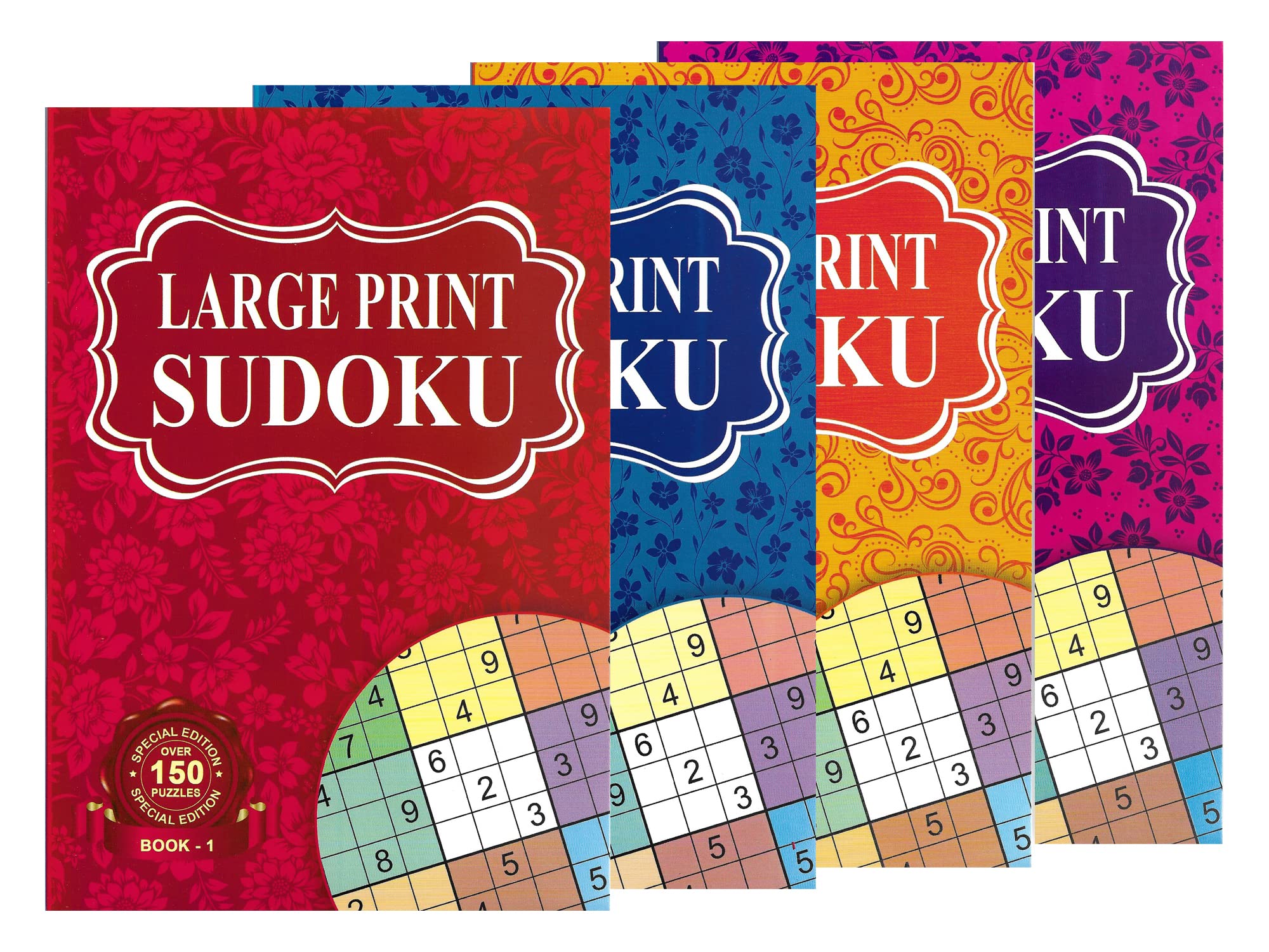 WF Graham Large Print A5 Sudoku Puzzle Books for Adults and Teens - Pack of 4 Sudoku Activity Book Set with over 150 Puzzles Each