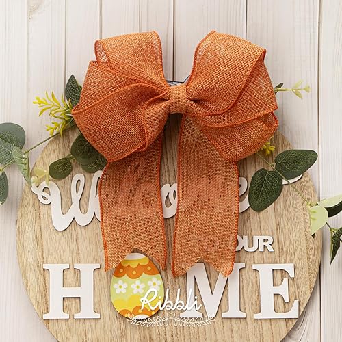 Vista 13 de Ribbli Cinta con alambre de arpillera azul marino, 2-1/2 pulgadas x 10 yardas continuas, cinta con borde con alambre para lazo grande, corona