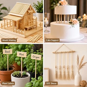 60Pcs Wooden Dowel Rods, 1/4 x 12 Inch Precut Wooden Rod Sticks