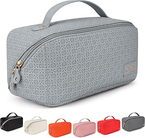 Miniatura 10 de KAT MYHR Bolsa de cosméticos de viaje de gran capacidad  Bolsa de maquillaje, bolsa de maquillaje portátil impermeable para mujer, con asa y