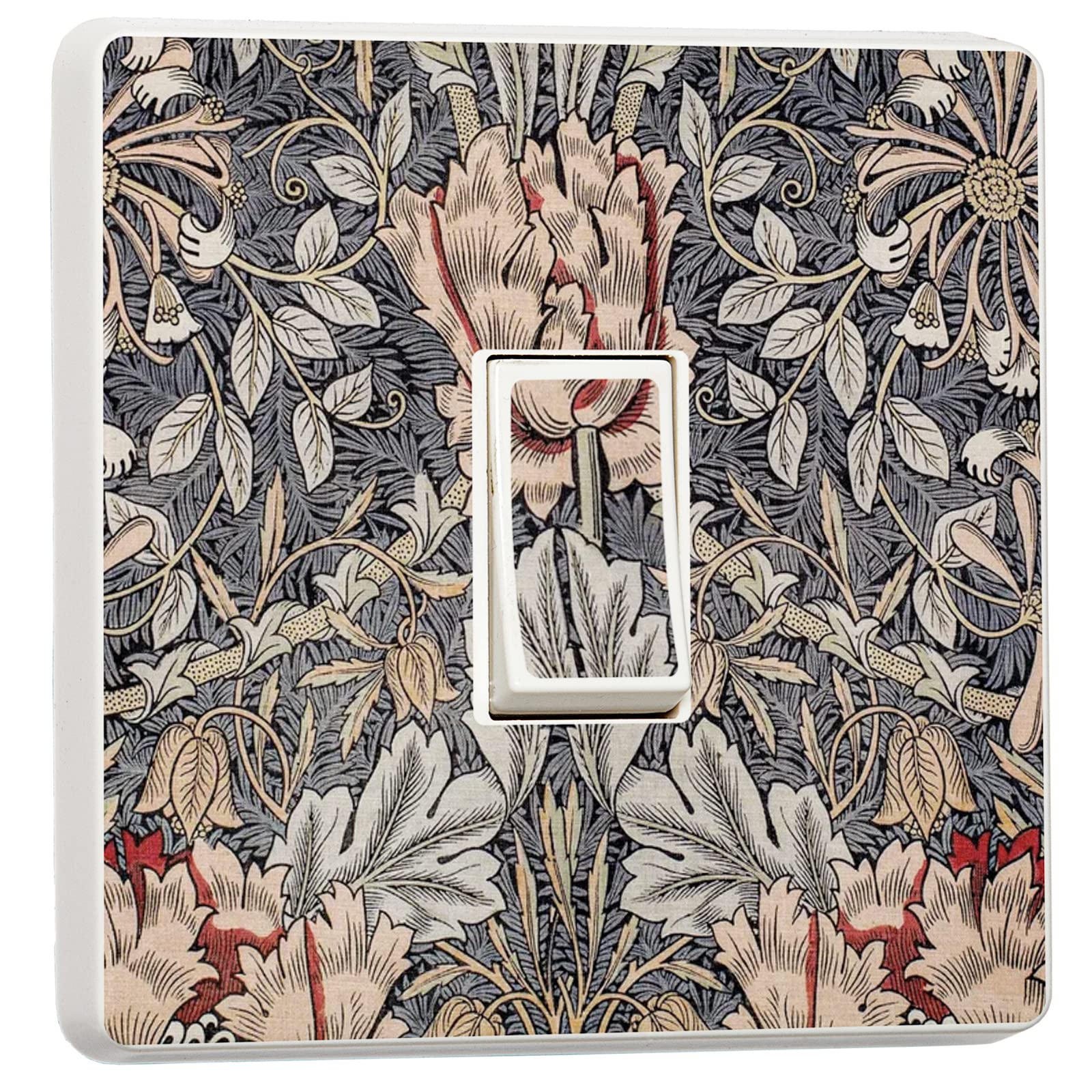 stika.co Pack of 2 William Morris Art Print, Vintage Honeysuckle Design for Single Light Switch Cover Vinyl Sticker (Single Switch)