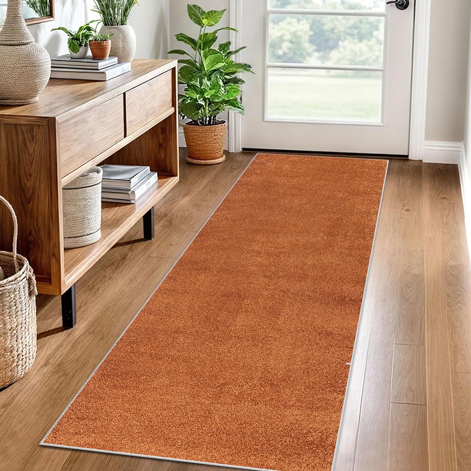 Carpet Runner for Hallway Non Slip Long 50 x 90 cm Washable Kitchen Runner Rugs for Hallway Heavy-Duty Absorbent Area Rugs Door Mats Carpet Floor Mat Hallway Runner Rug for Entryway Laundry Orange