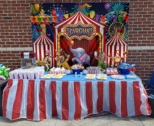 Miniatura 3 de GYA Telón de fondo rojo de circo para parque de atracciones, tiendas de campaña Stratus, carrusel de carnaval, para niños, niñas, primer primer