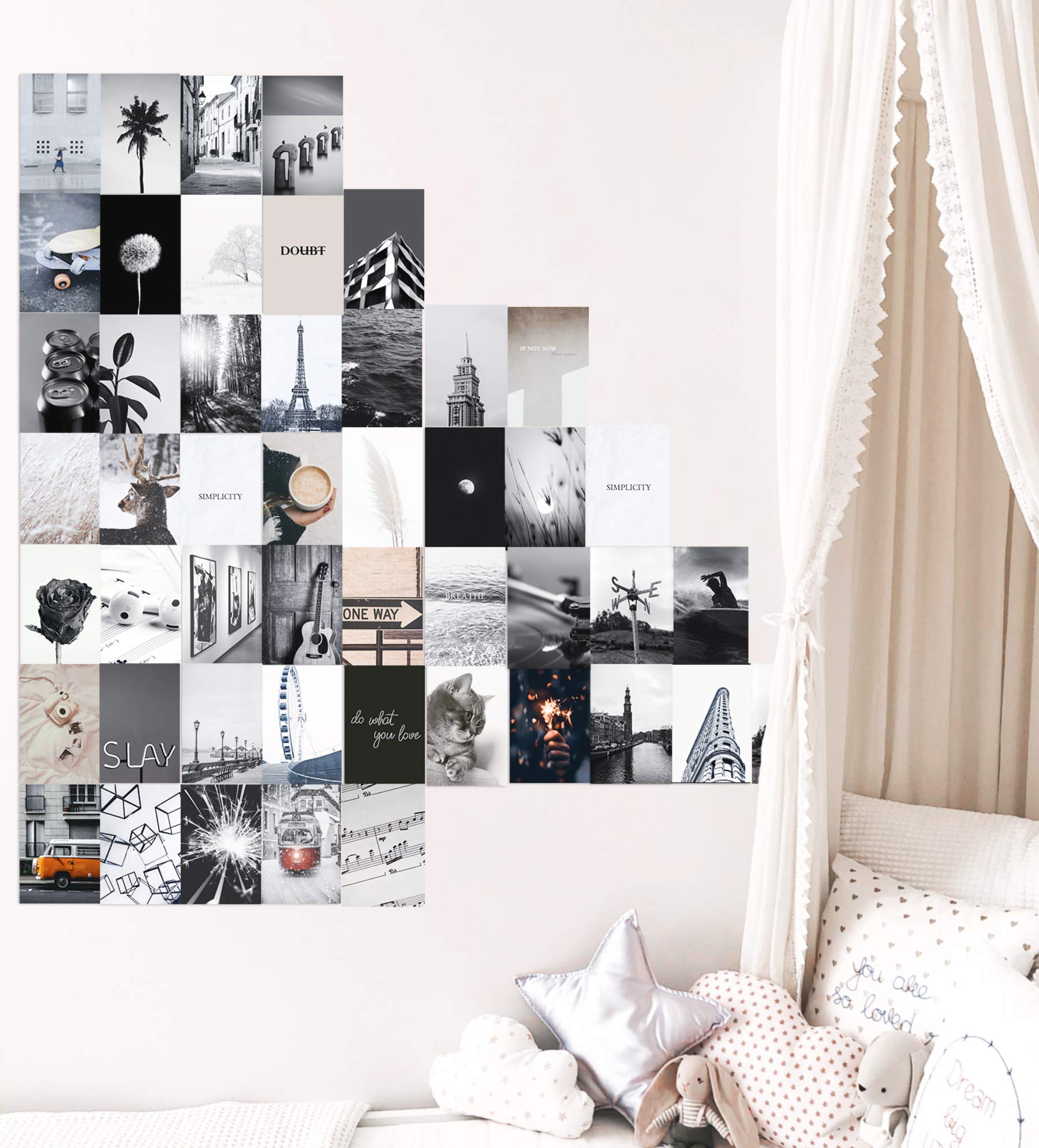 Buy KOSKIMER Black White Wall Collage Kit Aesthetic Pictures, 50 Set 4x6 Inch,Black and White