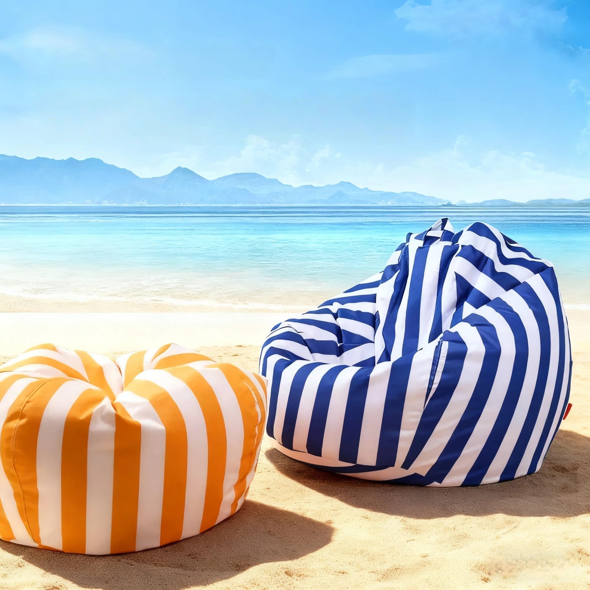 SXBCyan Housse de Pouf Exterieur (sans Remplissage), Fauteuils Poire Impermeable pour Enfant Adulte, Pouf Chaise de Salon, Plage, Jardin, Siège d'angle(Light Kahki,D100cm-cover-adults)