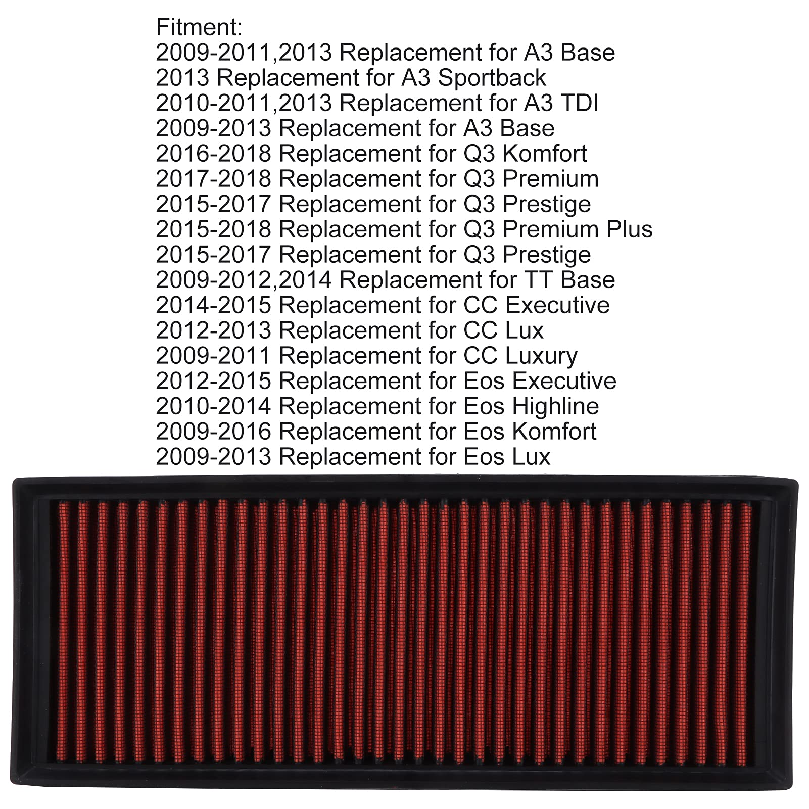 K&N 33-2865 Luftfilter, Waschbar, Wiederverwendbar, Ersatzfilter kompatibel mit A3 Q3 TT Executive, 1K0-129-620D