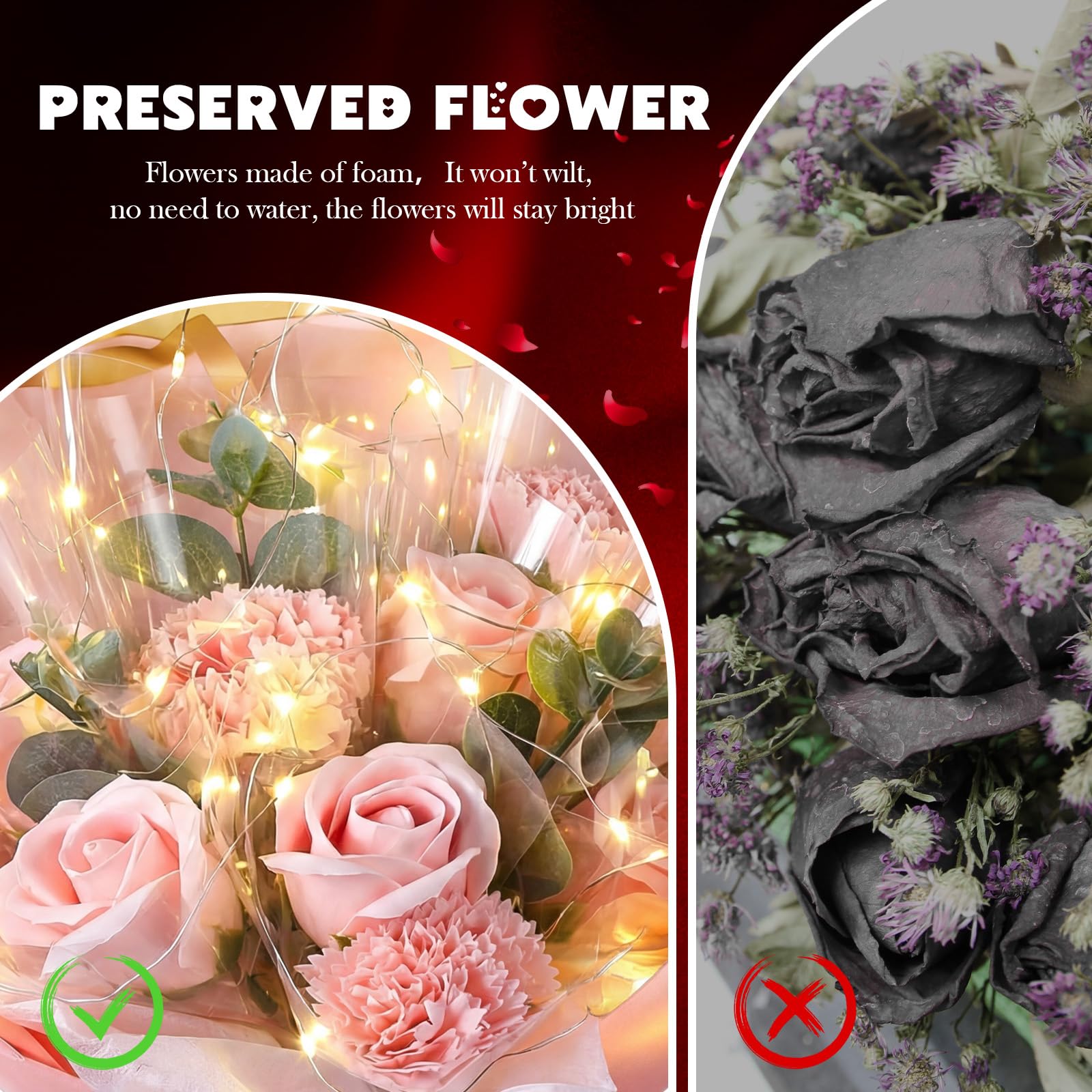 Thiccywoov Kit de ramo de flores para el día de la madre para ella 2026, ramos de flores artificiales, ramo de rosas con bolsa para cumpleaños, regalo de aniversario para esposa, abuela